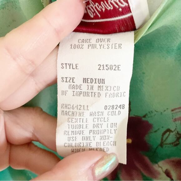 Vintage California Dynasty Emerald Green Floral Slip Dress Chemise Medium - Picture 5 of 5